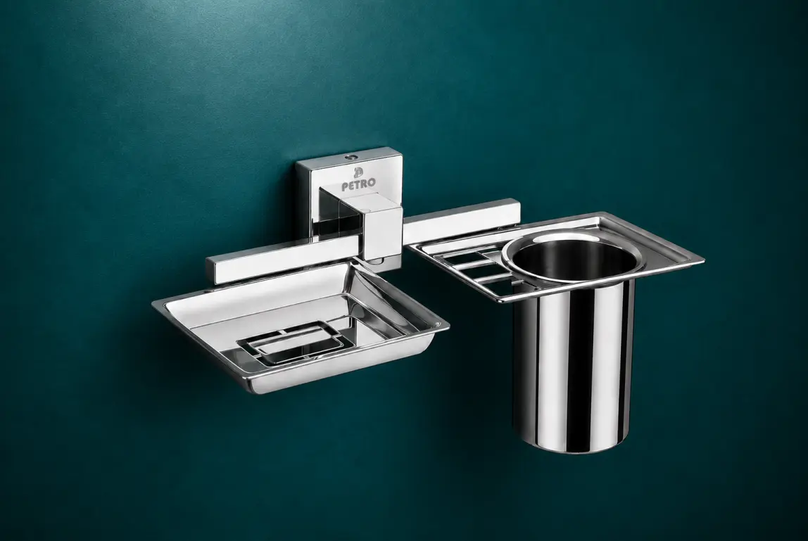 Bathroom Accessories Steel Soap Dish with Tumbler Holder
